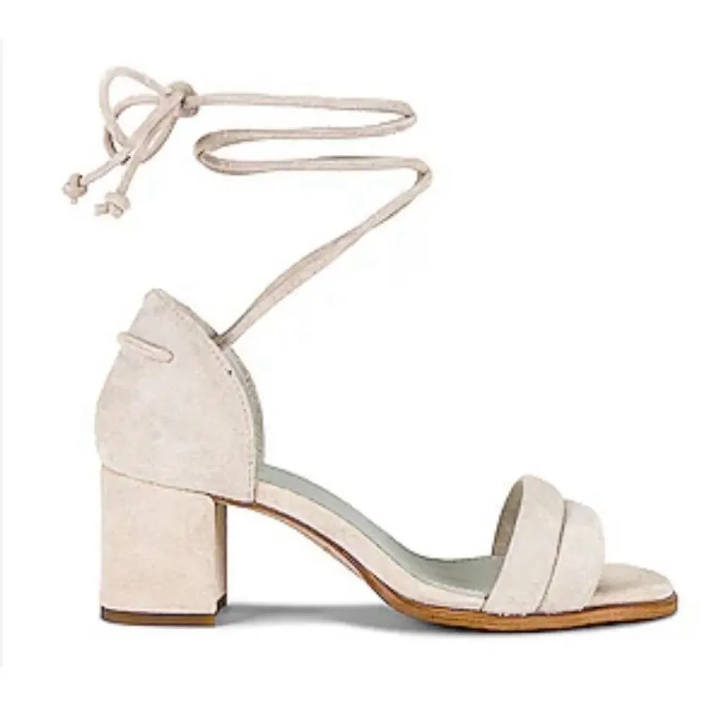 NEW Alohas Dakota Beige Sandals •41/ 10• Suede Block Heel Wrap Strappy $185
